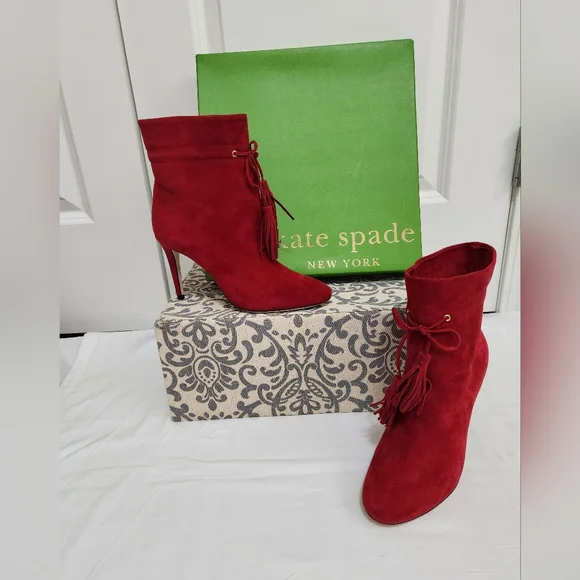 Kate Spade New York- Women's Dillane Ankle Booties in CHERRY RED - Picture 5 of 6